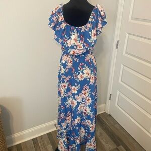 Charlotte Russe Blue Floral Maxi Dress